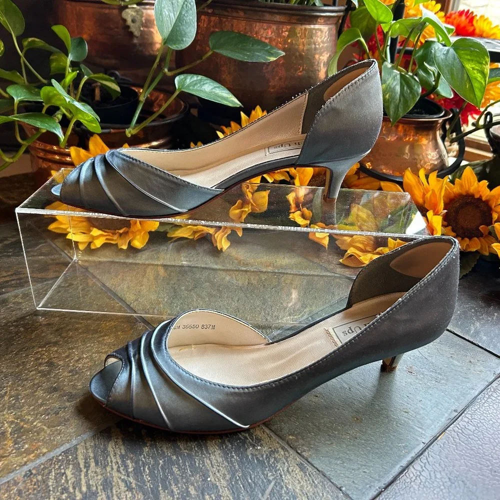 “Abby” Satin d’Orsay Bridal Pump w/kitten heel (size 9.5)
